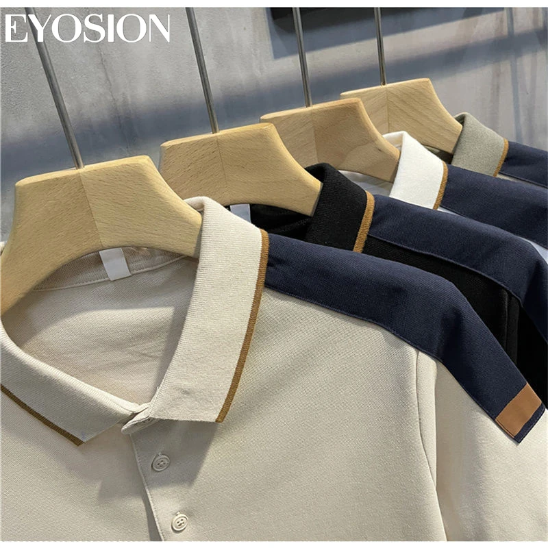 Рубашка-поло мужская с отложным воротником хлопок короткий рукав пэчворк