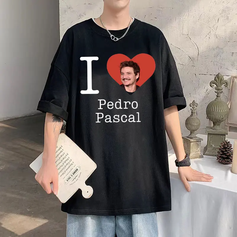 

Funny American Movie TV Actor I Love Pedro Pascal Graphic Tshirt Men Women Harajuku Oversized T Shirt Male Cotton Vintage Tees