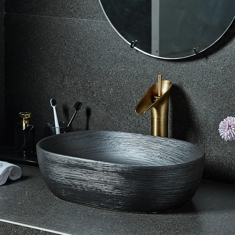 

Europe Vintage Style Art wash basin Ceramic Counter Top Wash Basin Bathroom Sink vanity top wash basin