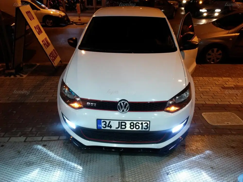 Фронтальное крепление бампера для VW Polo 6 2009-2016 4 3-х частейный глянцевый черный сплиттер губы автомобиля авто стайлинг аксессуар орнамент.