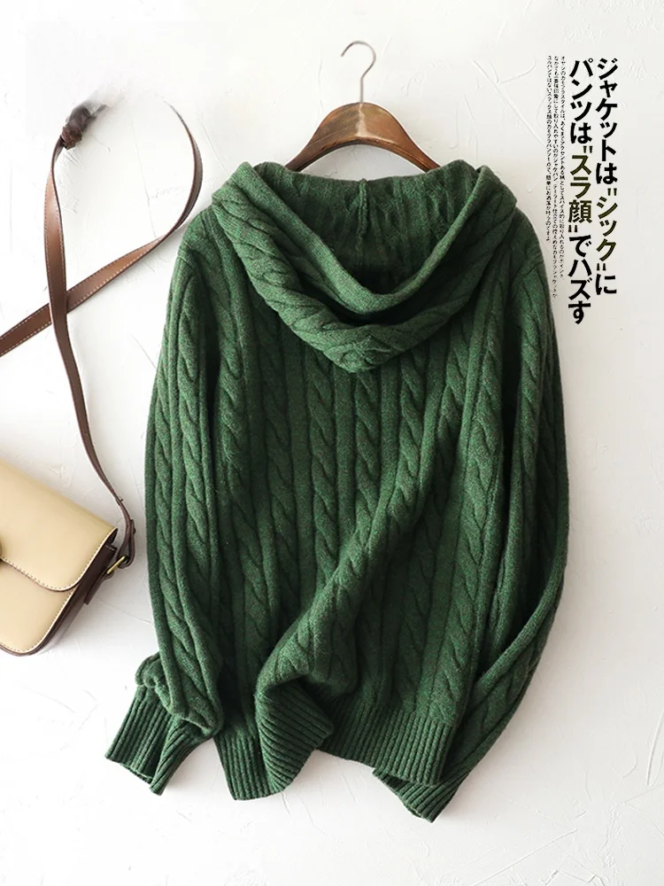 Красивый этот витой цветок ~ кашемировый свитер женский с капюшоном 00 утолщенная