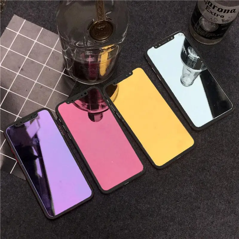 Фото Роскошное красочное зеркальное закаленное стекло для iPhone 12 11 Pro XS Max 6 s 7 8 Plus защита для экрана X XS XR 9H стеклянная защитная пленка №2