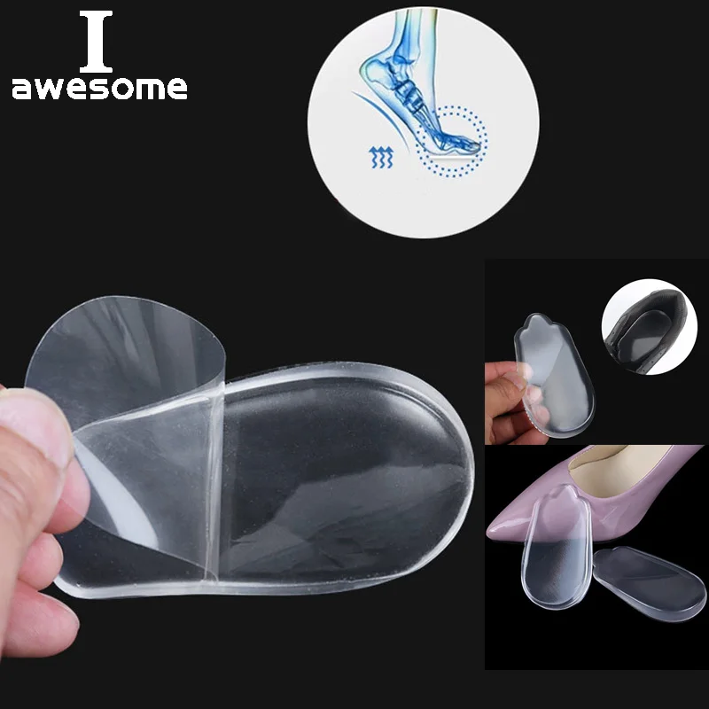

1 Pair Silicone Gel Heel Cushion Insoles For Women Men Relieve Foot Pain Protectors Half Shoes Pad Orthotics OX Leg Inserts