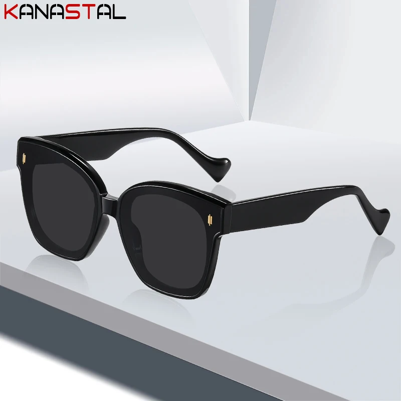 

Women Polarized Sunglasses Gradient New Sun Glasses Broad Brim TR90 Square Eyeglasses Frame Men Camping Sunscreen Party Eyewear