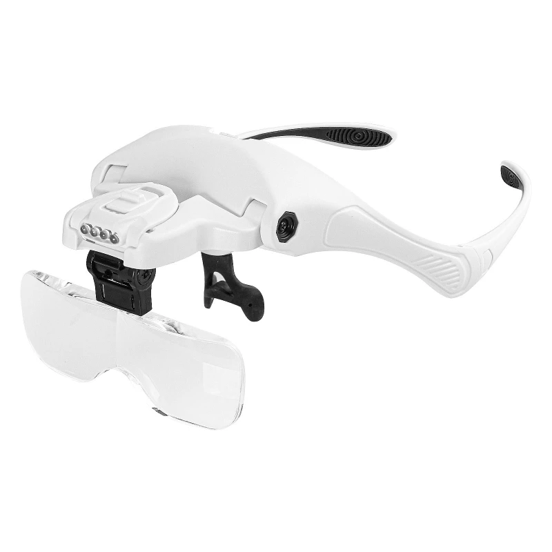 

X7YF LED Illuminated Headband Magnifier 1.0x/1.5x/2.0x/2.5x/3.5x Hands-Free Head Worn Lighted Magnifying Glass for Repair