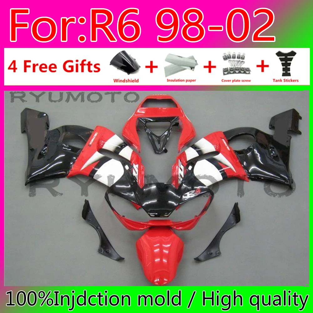 

Motorcycle Injection whole ABS Fairing Bodywork For Yamaha YZF R6 1999 2000 2001 2002 Fairings red black