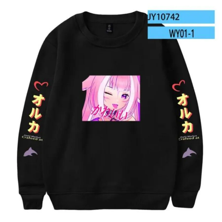 Толстовка с длинным рукавом и круглым вырезом в стиле аниме