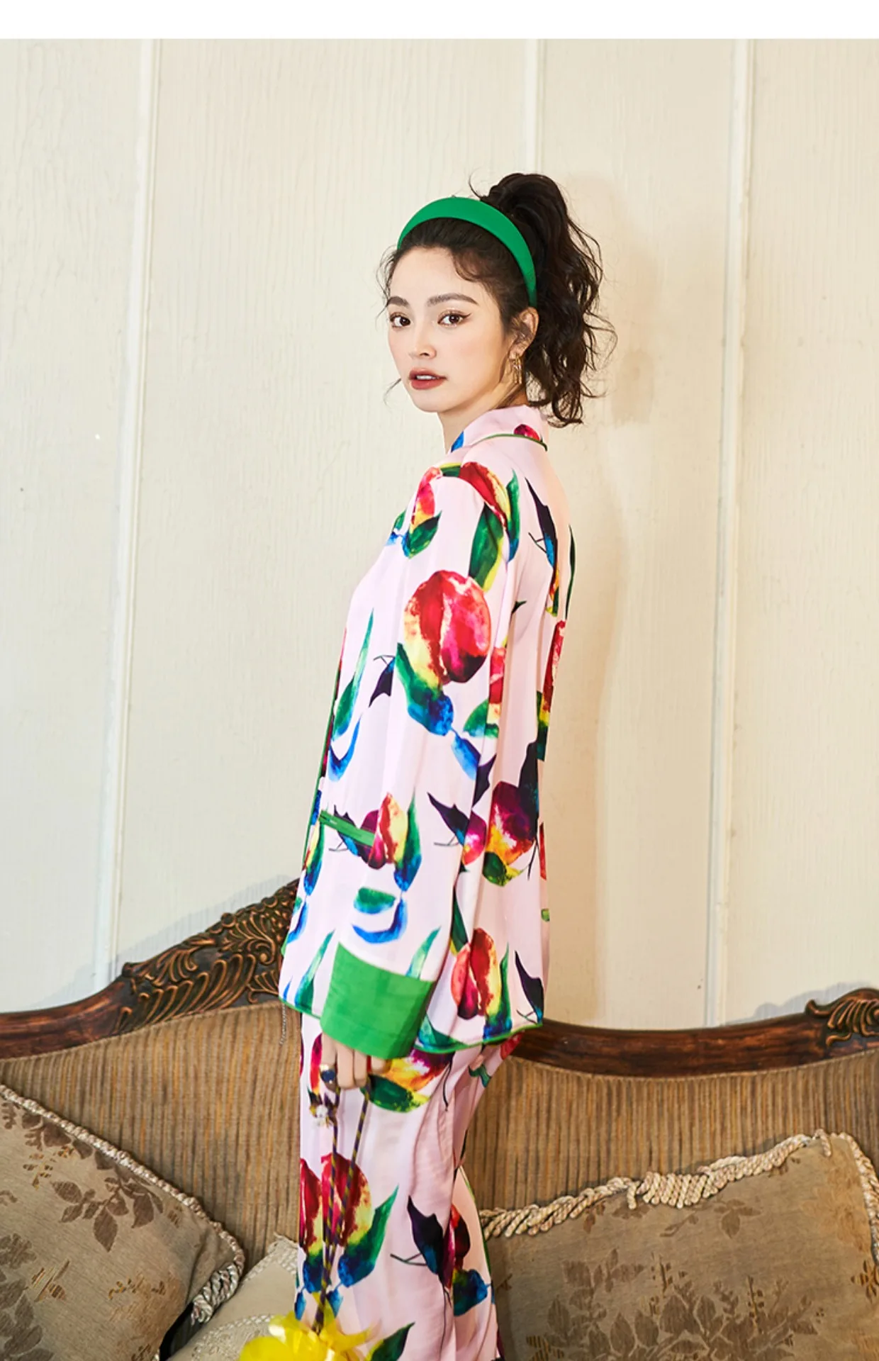 Luxury Floral Print Women Pajamas 2 Pcs With Pants Oversize Ladies Satin Pyjama Summer Spring Silk Pijama Suit For Female