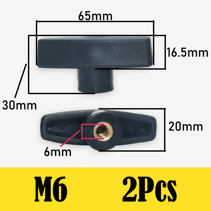 

M6 M8 M10 Диаметр головки 65 # Т-образная большая ручная регулировочная гайка Т-типа Пластиковая головка Ручка Гайки Деревянный сливовый болт Латунный внутренний сердечник