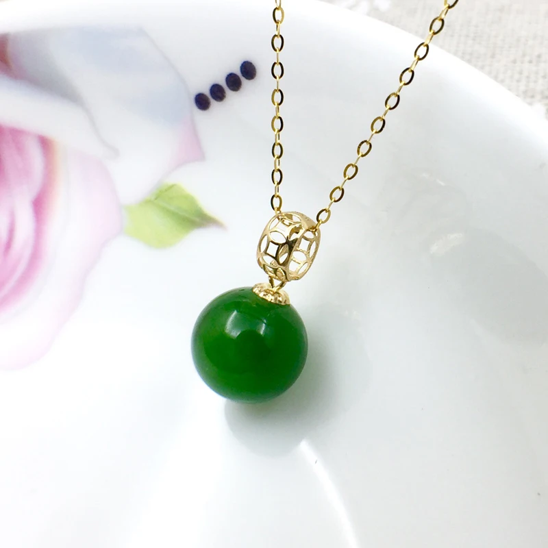 SHILOVEM 18k желтое золото Натуральная Зеленая яшма кулон нет ожерелье изящные