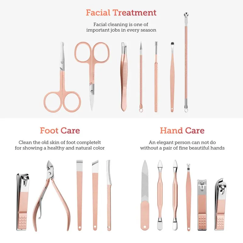 

Set Pedicure Kit Nail Clippers Grooming Kit Nail Tools 18 In 1 with Luxurious Travel Case For Men and Women 2020 Upgraded Ve