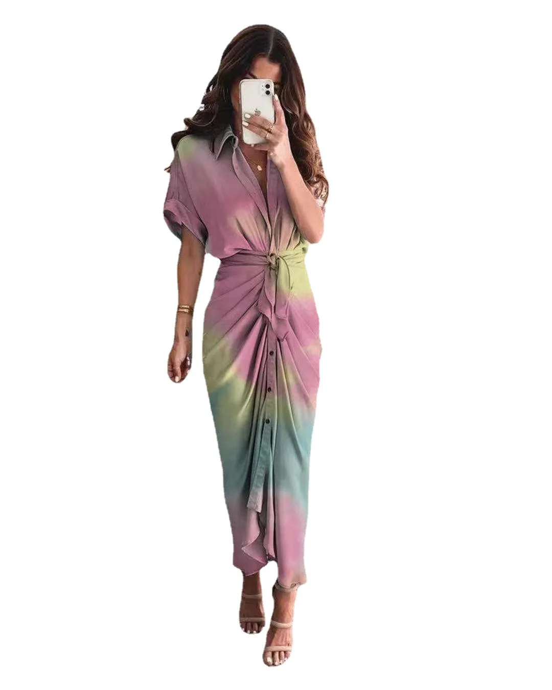 

Jurken Dames 2022 Summer Fashion Print Bohemian Short Sleeve Dresses for Women Vestido Verano Mujer Bodycon Boho Beach Dress