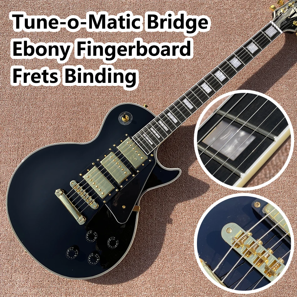 

Custom LP Black Beauty Electric Guitar, Ebony Fingerboard, Frets Binding, Three Pickups, Tune-o-Matic Bridge, Free Shipping