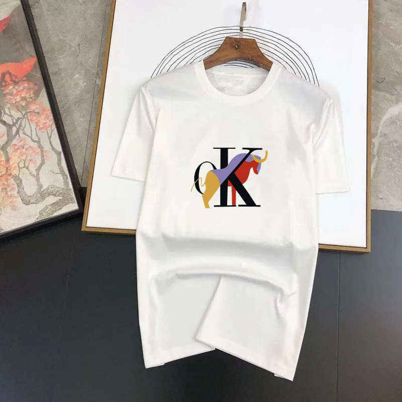 

2023 Summer Oversized Men Pure Y2k T-shirts Fashion Streetwear Printed Breathable Male Loose Brand Short-sleeve Tee Tops