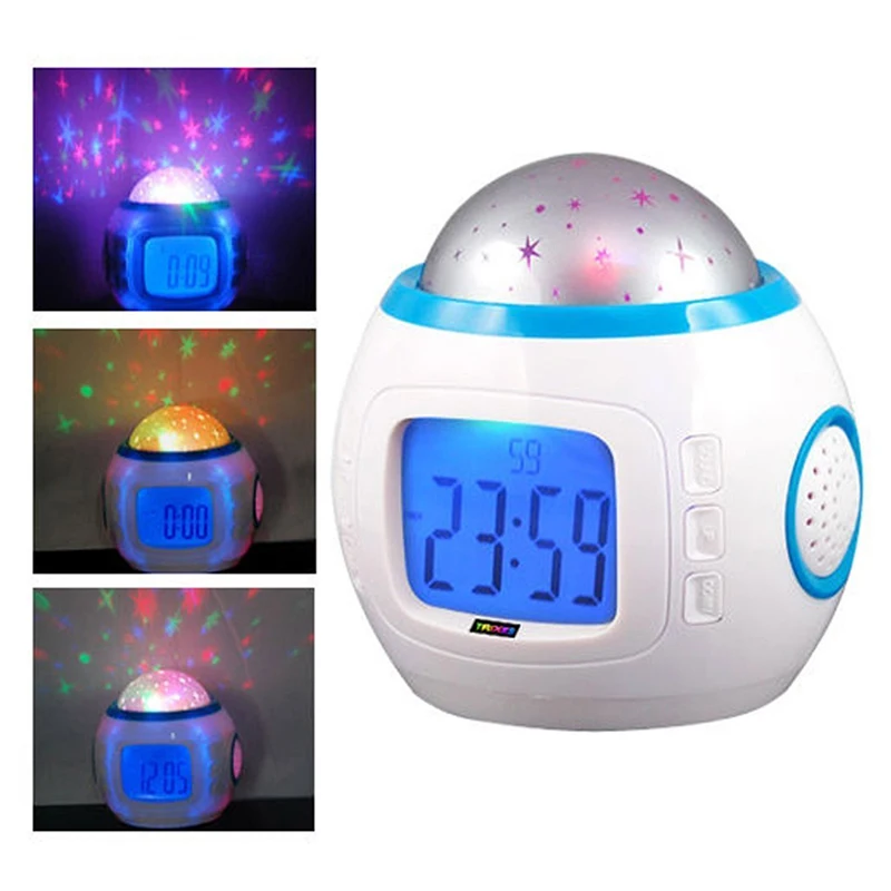 

Children Room Sky Star Night Light Projector Lamp Alarm Clock Sleeping Chord Music Star Night Light Alarm Clock