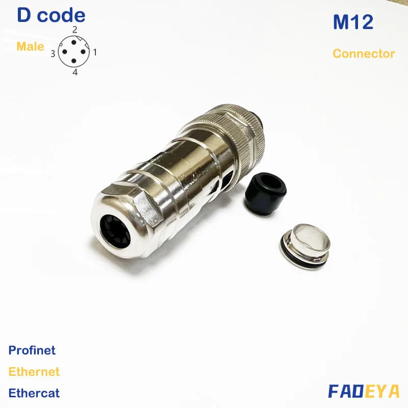 Фото M12, D-код, 4 контакта, Shield, Ethernet, Profinet , Male, IO-модуль, установка на месте, прямой №2