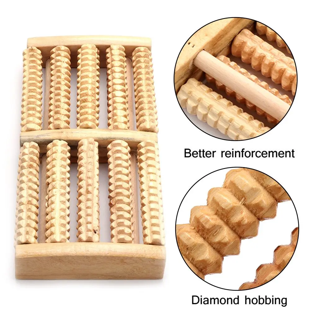 

Wooden Bamboo 5 Raw Activating Reflexology Acupuncture Therapy Foot Acupoint Foot Massager Wooden Foot Roller Massager