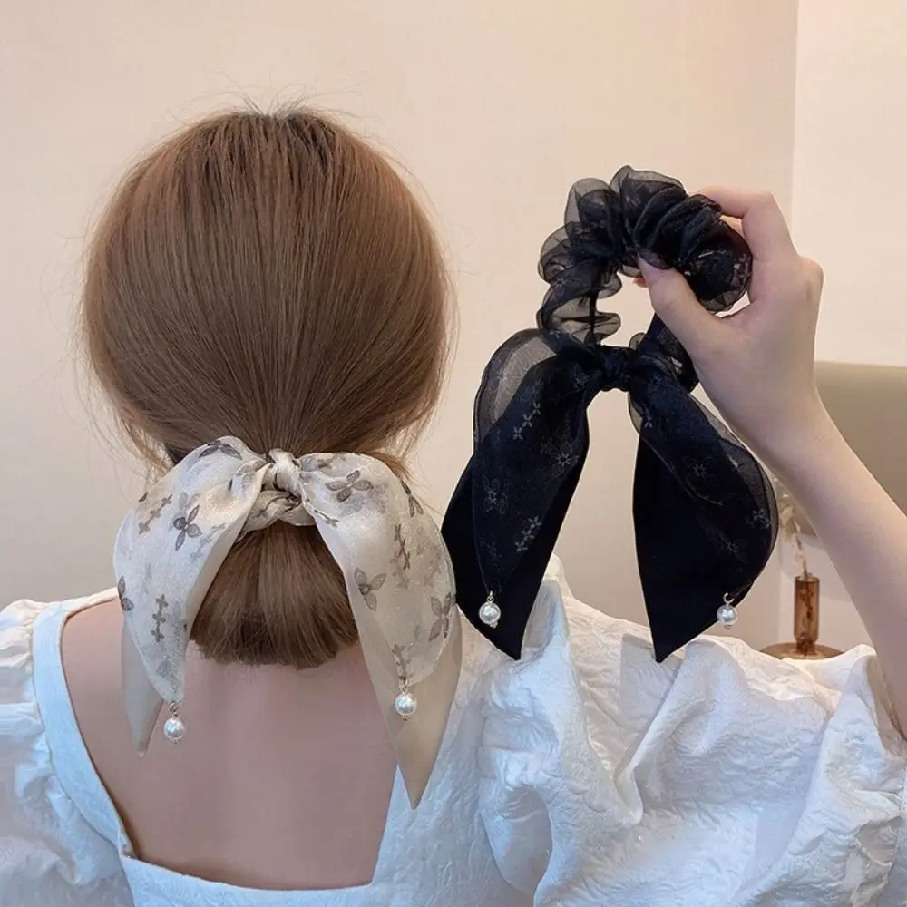 

Floral Bow Hair Ropes Ribbon Scrunchies Hair Ties Hair Accessories Hair Rope for Women Girls