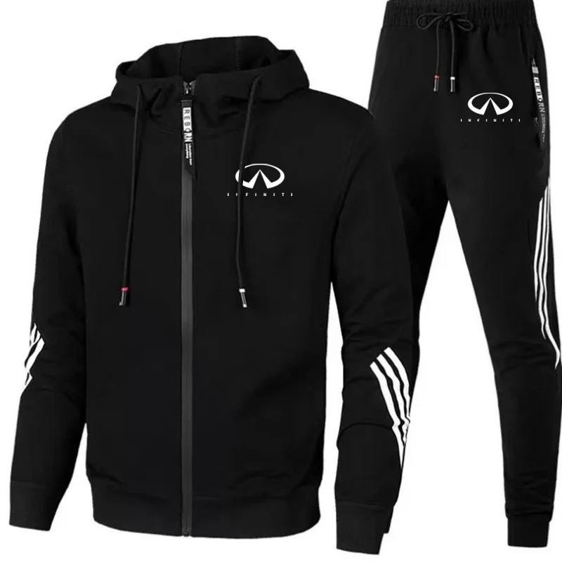 

2022 New Winter Infiniti Men's Clothing Sets Printing Hoodie Set Fleece Zipper Sweatshirt Casual Sport Sweatpants Mens Tracksuit