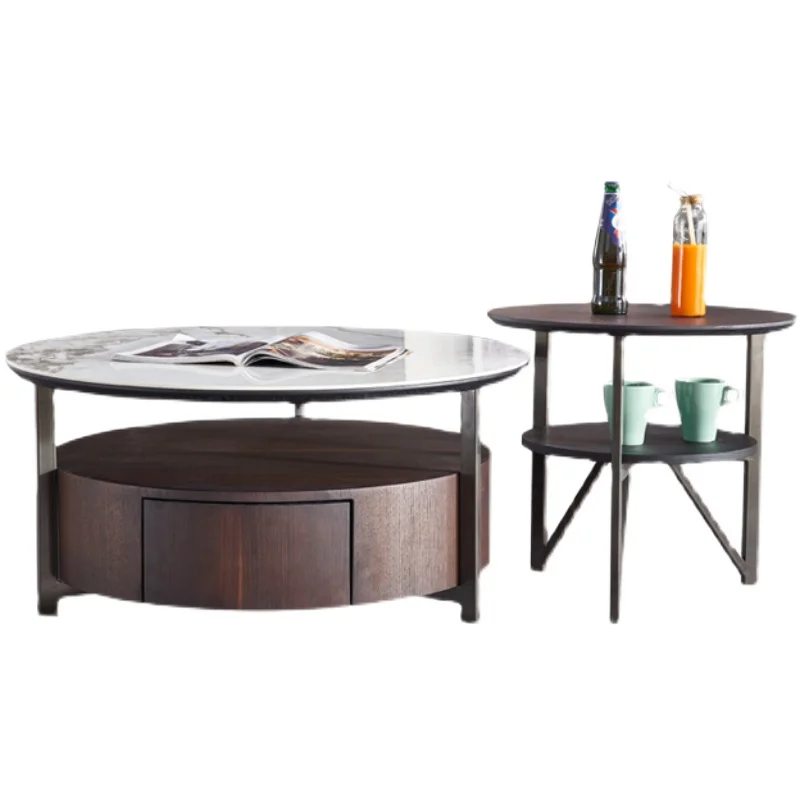 

YY Modern Light Luxury Home Small Apartment Living Room Walnut Tea Table Side Table Combination