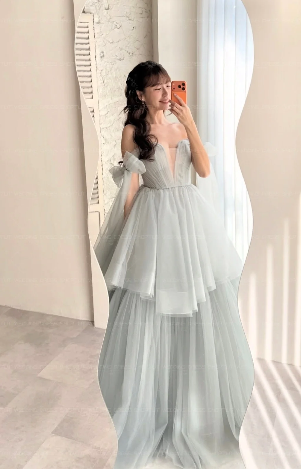 Фото Вечерние платья TLIT Princess из многослойного фатина конфетных цветов, на заказ, с открытыми плечами, с бантом, для выпускного вечера, корейские свадебные платья для фотосессии №3