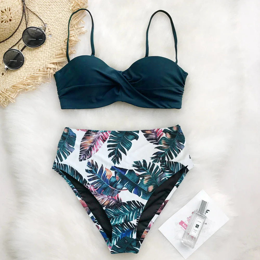 

European and American Bikini New 2022bikini Printed Swimsuit Sling High Waist Swimwear