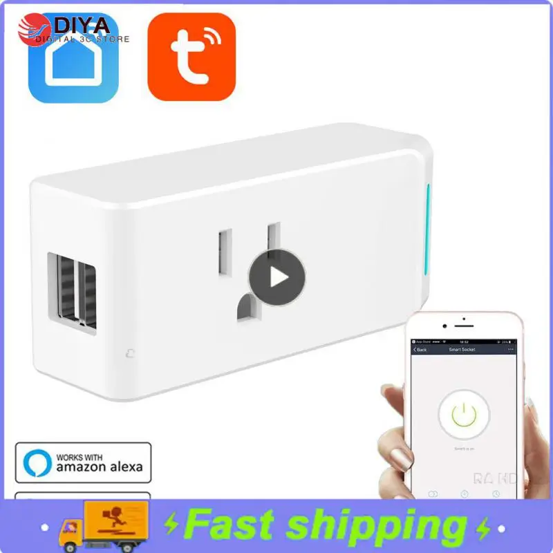 

Tuya Wifi Smart Wall Socket Ac100-240v Smart Home Dual Usb Timing Function Smart Plug Work With Alexa And Google Home 10a