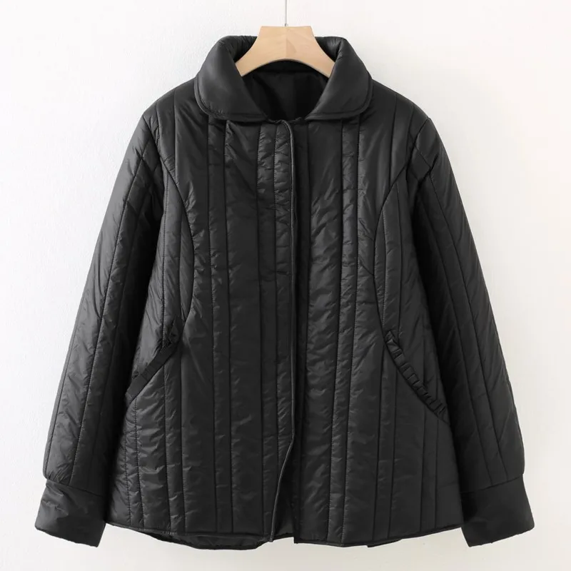 

4XL Fall Winter Parkas Plus Size Women's Clothing Loose Down Padded Coat 2022 Casual Fashion Back Drawstring Waist Wadded Jacket