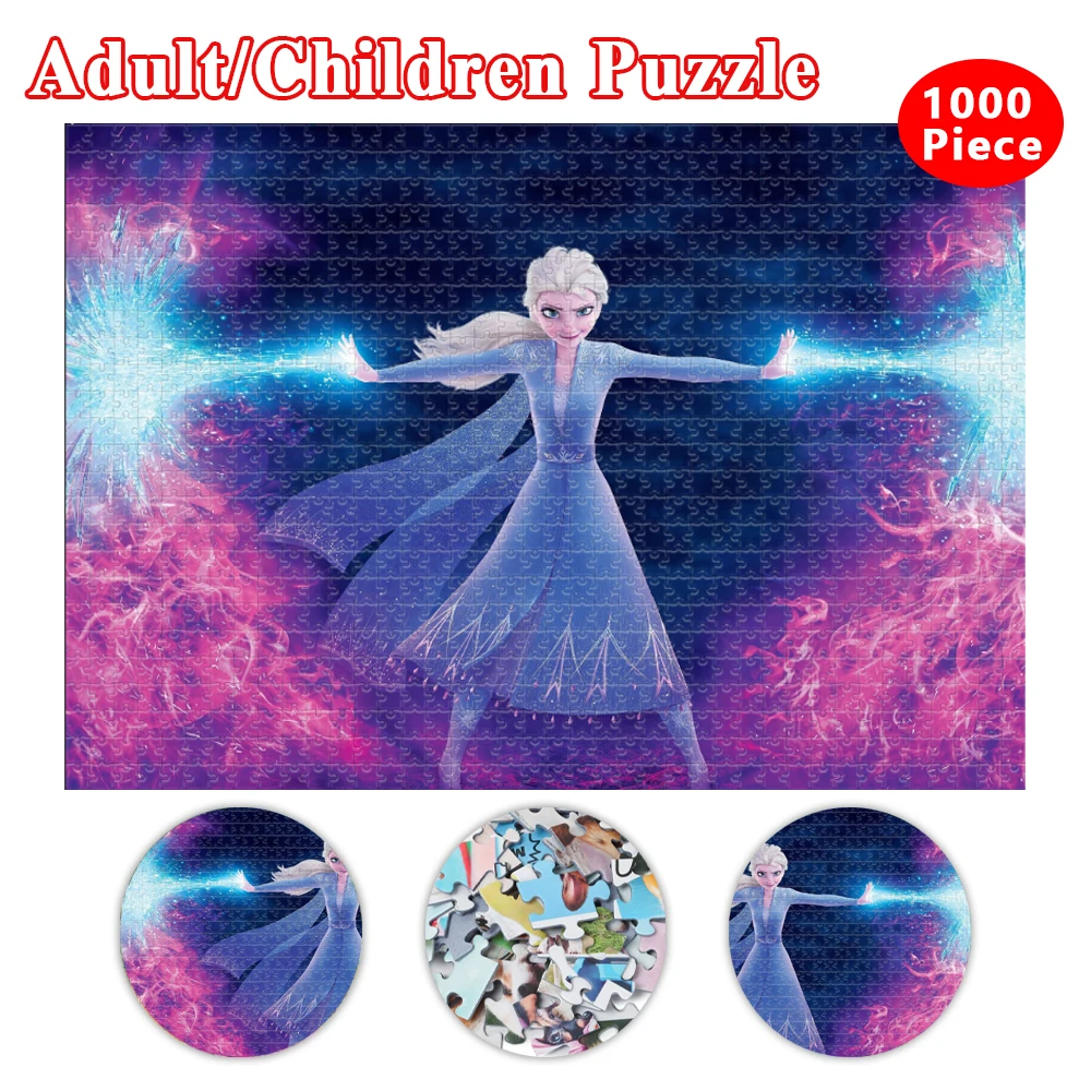 

1000 Pieces Frozen Puzzle Cartoon Character Jigsaw Puzzles Disney Princess Elsa for Children Educational Toys Diy Assembly Game