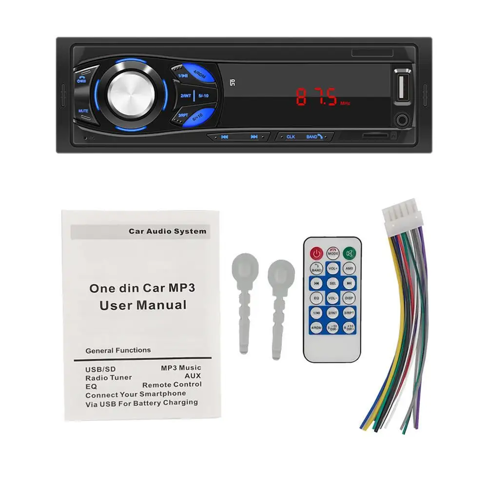 

Автомобильный радиоприемник 820, mp3-плеер, FM-тюнер с вспомогательным входом, функция USB зарядки, BT SD с беспроводным управлением рулевым колесо...