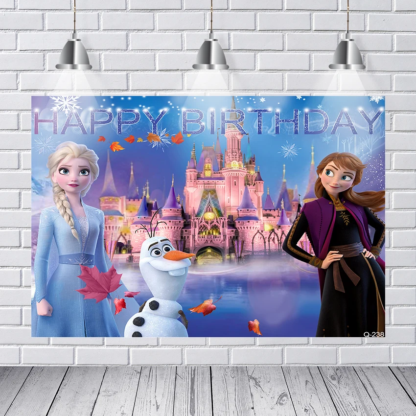 

Disney Winter Ice Frozen Snowflake Castle Backdrop Elsa Anna Snow Queen Princess Girls Birthday Party Decor Photo Background