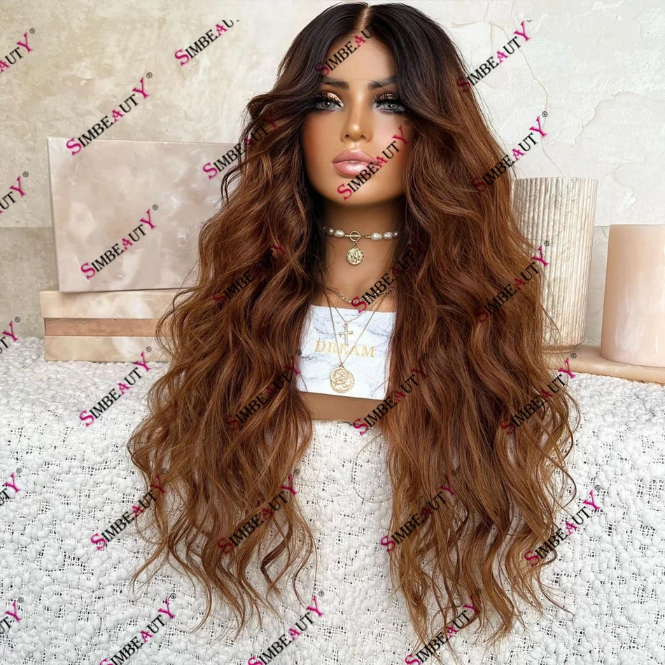 Super Wave Human Hair 250 Density Thick Lace Front Wig for Black Women Ombre Caramel Remy Brazilian Human Hair 13x6 Lace Wig