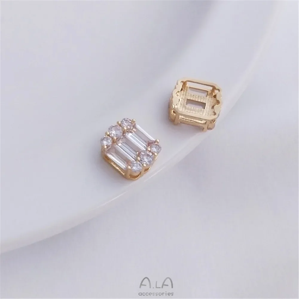 Защита цвета 14-каратное золото инкрустированный циркон квадратный круглый