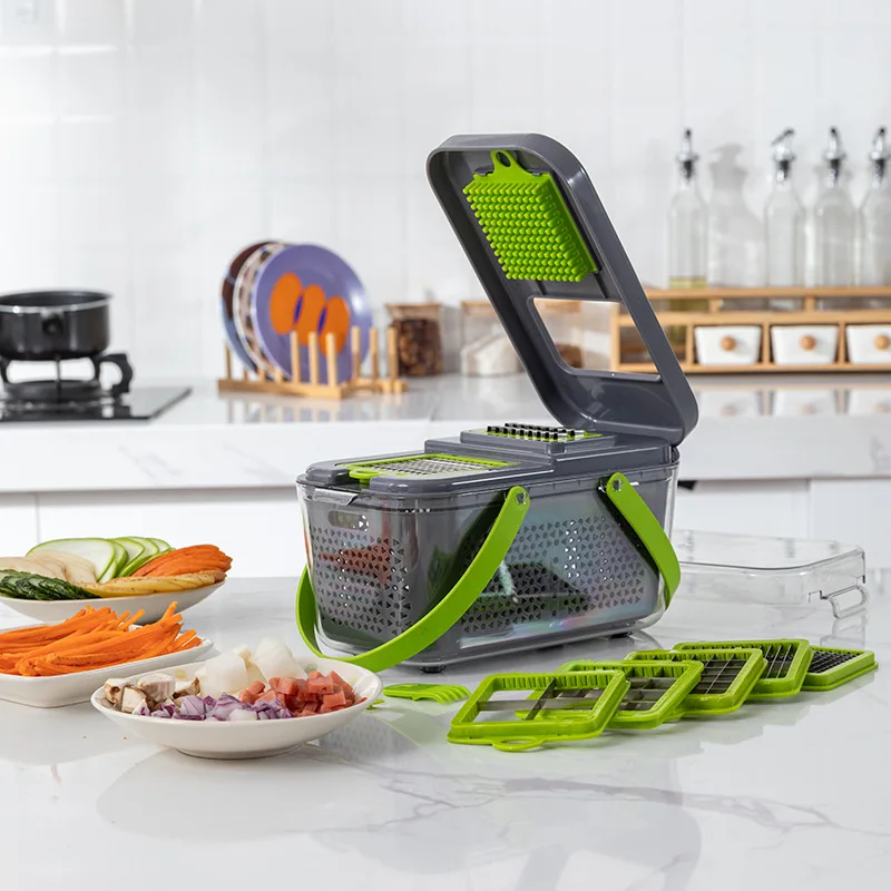 

New vegetable cutter, transparent storage box, chopper, salad shredder, dicer, kitchen multi-functional vegetable cutter