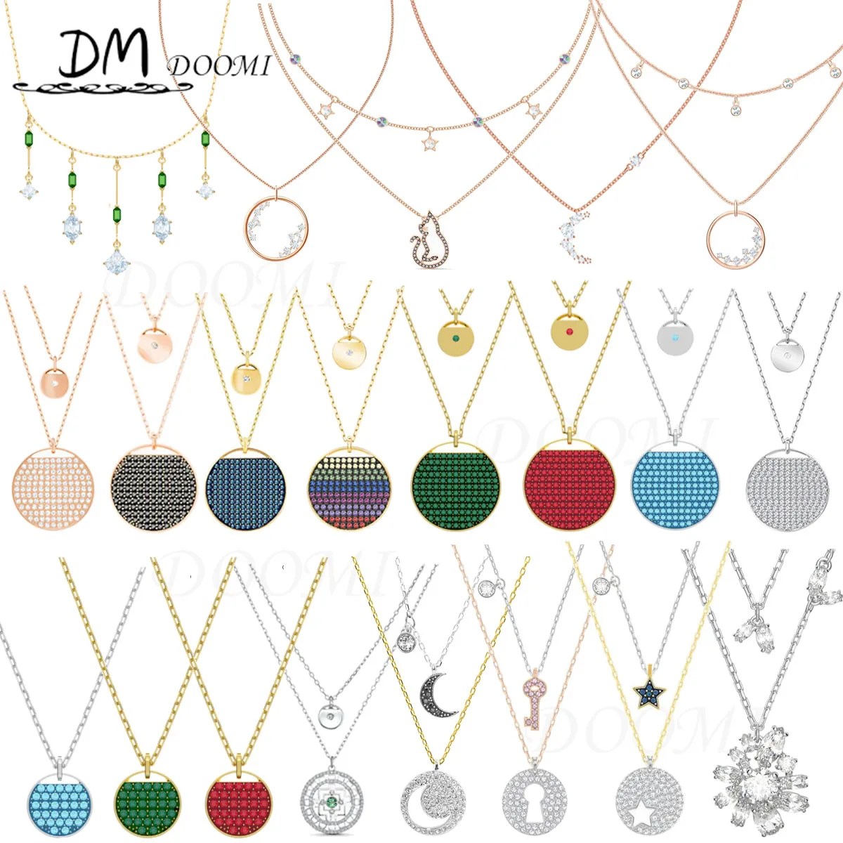 

Женское ожерелье с двойной цепочкой, с кристаллами