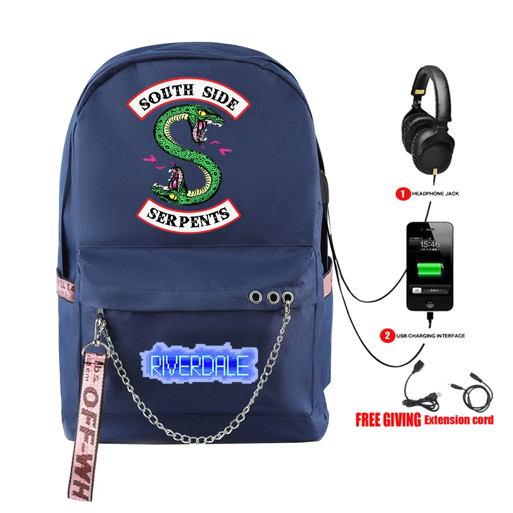 

Harajuku Novelty Cool School Bags TV Riverdale Season 5 USB Travel Bags Printed Oxford Waterproof Notebook Shoulder Backpacks