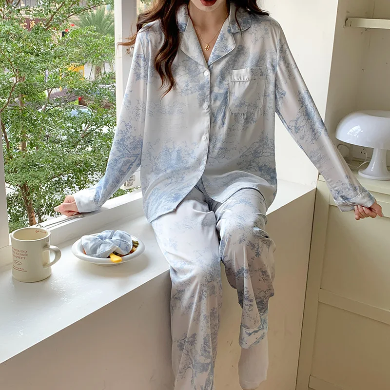 Pajamas set with hair band for women niche imitation silk pajamas factory wholesale  женское бельё  pijama