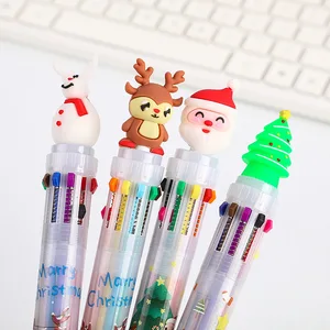 ALLTU Christmas cartoon 6 color ballpoint pen Notebook press 10 color ballpoint pen Creative stationery Christmas pen