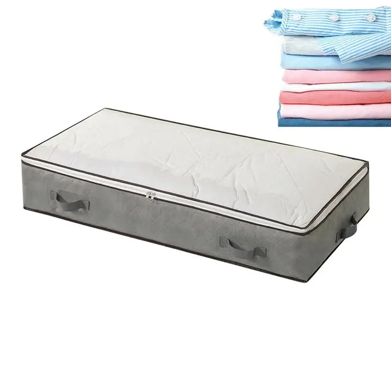 

Under Bed Clothes Storage Foldable Quilt Bag Portable Clothes Storage Box Dustproof Two Way Zipper Divider For Sundries Shoe