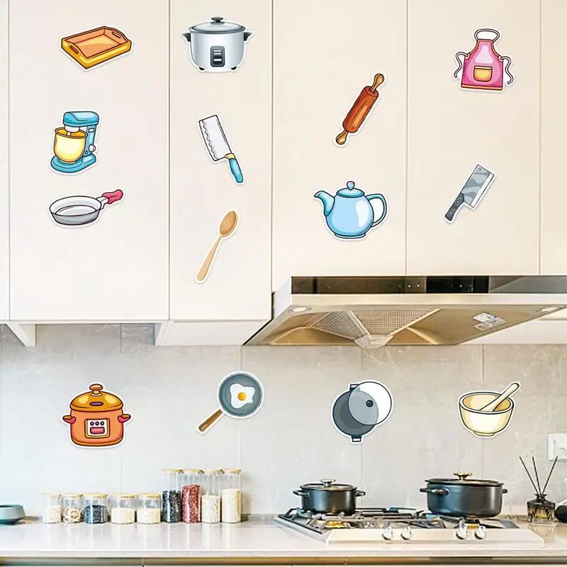 

Cooking Stickers 50Pcs Non-repeating Farmhouse Kitchen Element Stickers Adorable Kitchen Utensil Stickers Decal For Teens