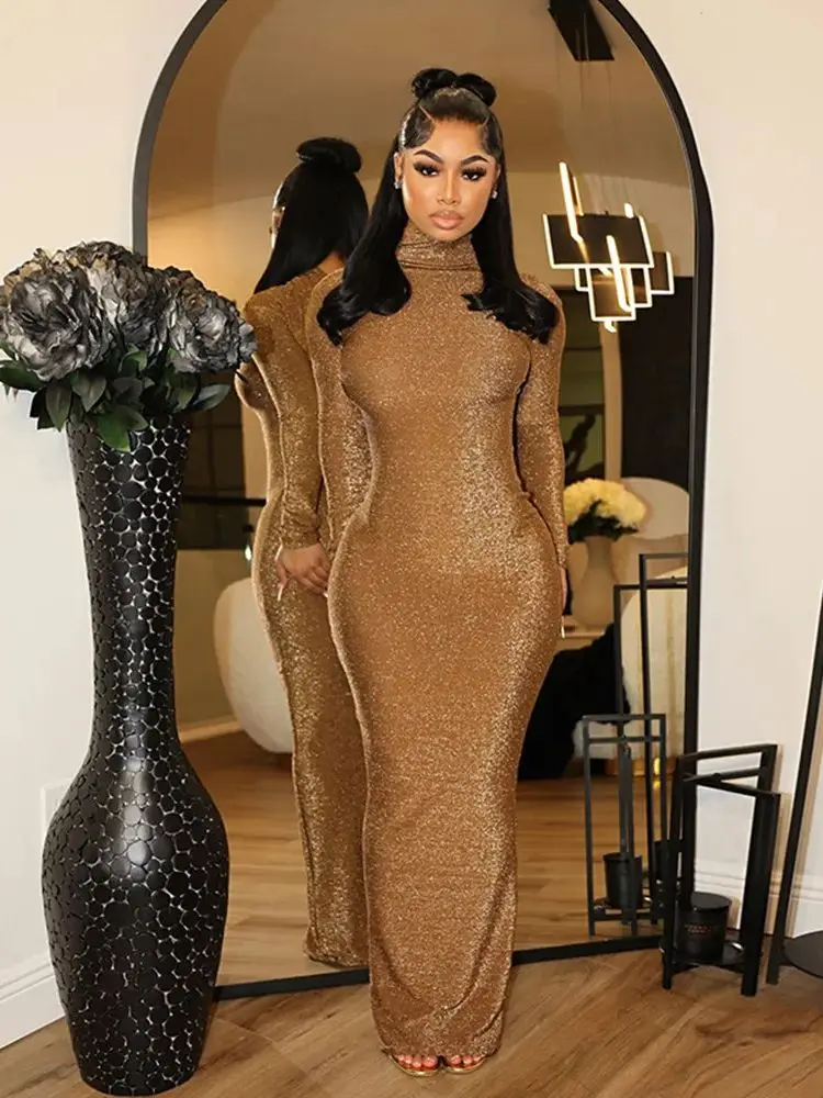 

Elegant Backless Bodycon Sexy Long Dress Women 2023 Autumn Winter O-Neck Long Sleeve Club Party Dress Wholesale