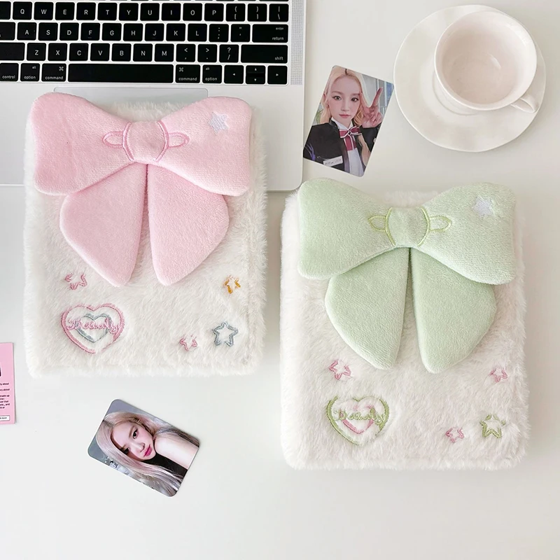 Kawaii A6 лук для фотокарт переплет сбора книг идол плюшевый держатель фотокарточек