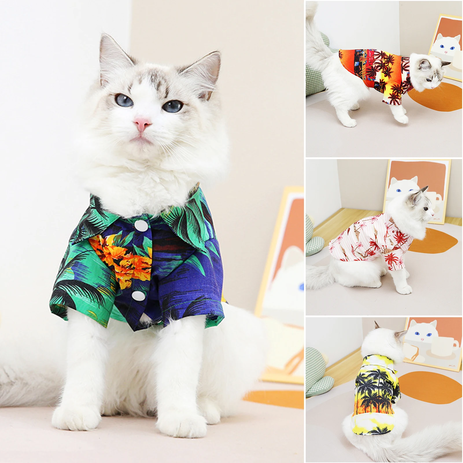 

Цветочная рубашка для домашних животных одежда в пляжном стиле для маленьких и средних питомцев прочная весенне-летняя одежда мягкая одежда для котят xqmg