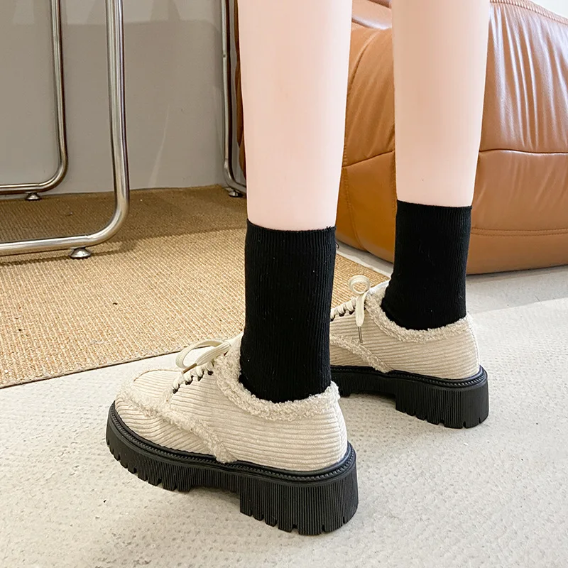 Autumn Winter Women's Shoes New Outdoor Non-slip Peas Shoes All-match Wear-resistant Loafers Woman Walking Shoes