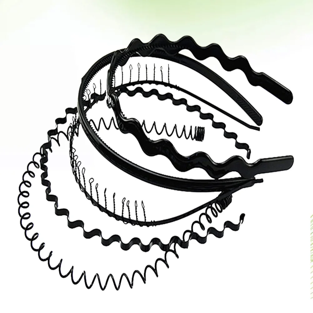 

5 Pcs Stretchy Spiral Hair Accessory Wavy Hoop Women The Back Headband Black Women's