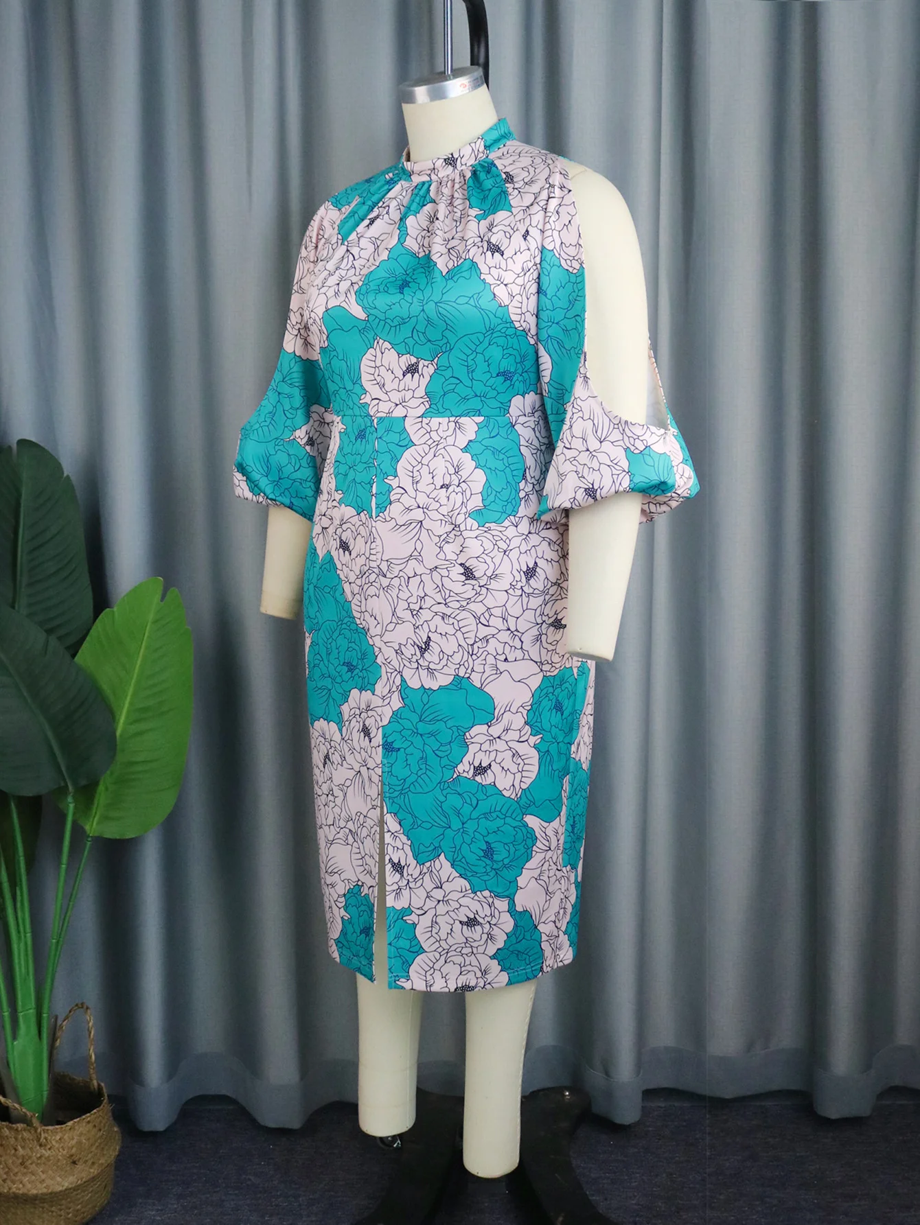 Plus Size Large Women's Dress Printed Leader Dress Commuter Hollow Vacation Fashion Dress Printed Dress Elegant Female Clothes