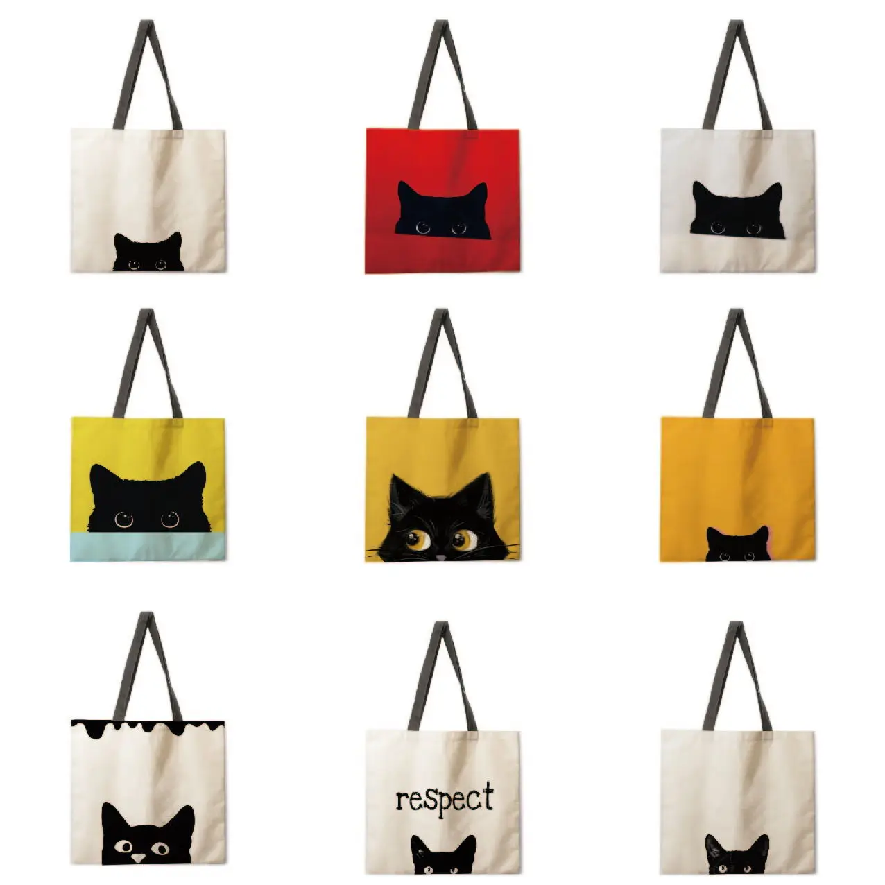 

Women's shopping bag cute cat printed shoulder bag leisure Women's large capacity shopping bag designer handbag