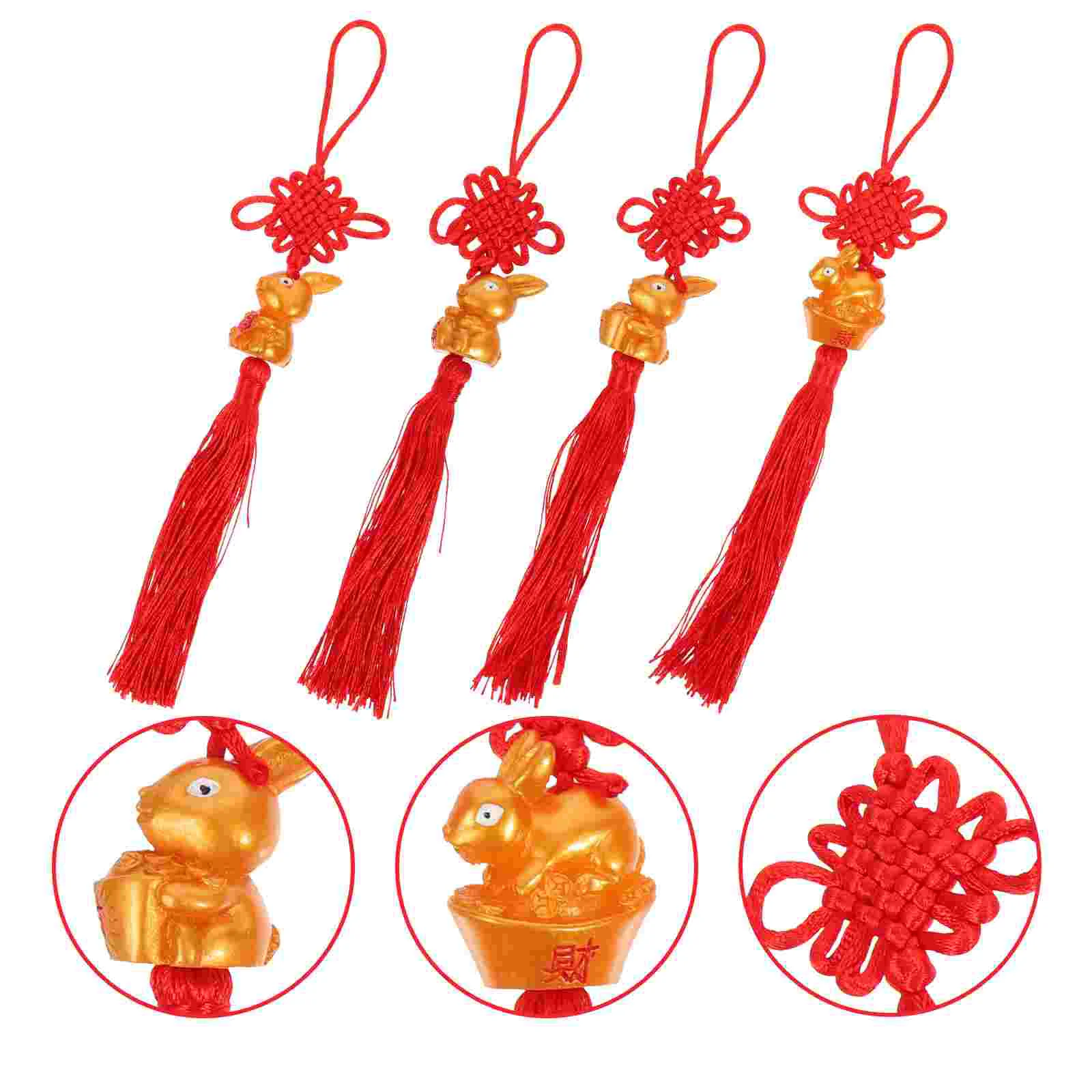 

Chinese Year Tassel New Decor Rabbit Charms Charm Home Hanging Cord Knotting Protection Shui Feng View Mirror Rear Fortune
