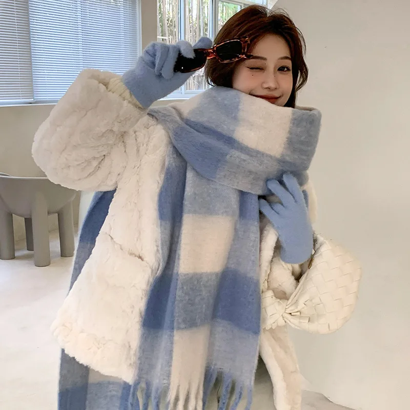 

Women Warm Casual Kintted Winter Scarf Cashmere Neckerchief Bufanda Foulard Shawl Pashmina plaid Warp Blanket Scarves Echarpe