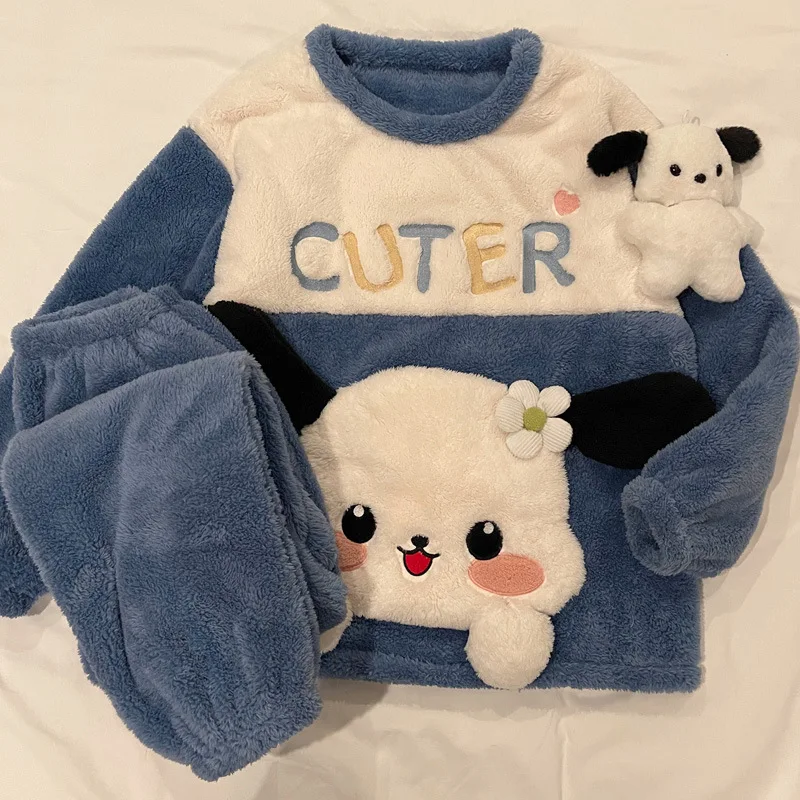 

Kawaii Sanrio Pochacco Nightgown Cartoon Cinnamoroll Cute Anime Winter Thickening Outerwear Home Furnishings Girls Toys Gifts